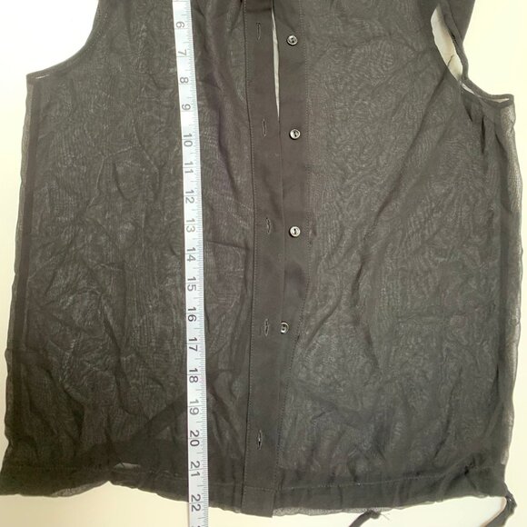 American Apparel Black Chiffon Padded Shoulder Button Up Vest Top size S - Picture 3 of 3